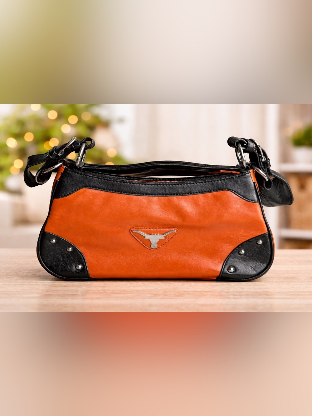 Orange and Black Women's Shoulder Bag